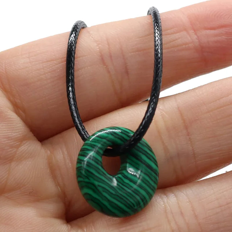 Natural Malachites Rose Quartzs Pendant Necklace Simple Stylish Pendant Necklace for Women Men Jewelry Necklace Best Gift 18Mm