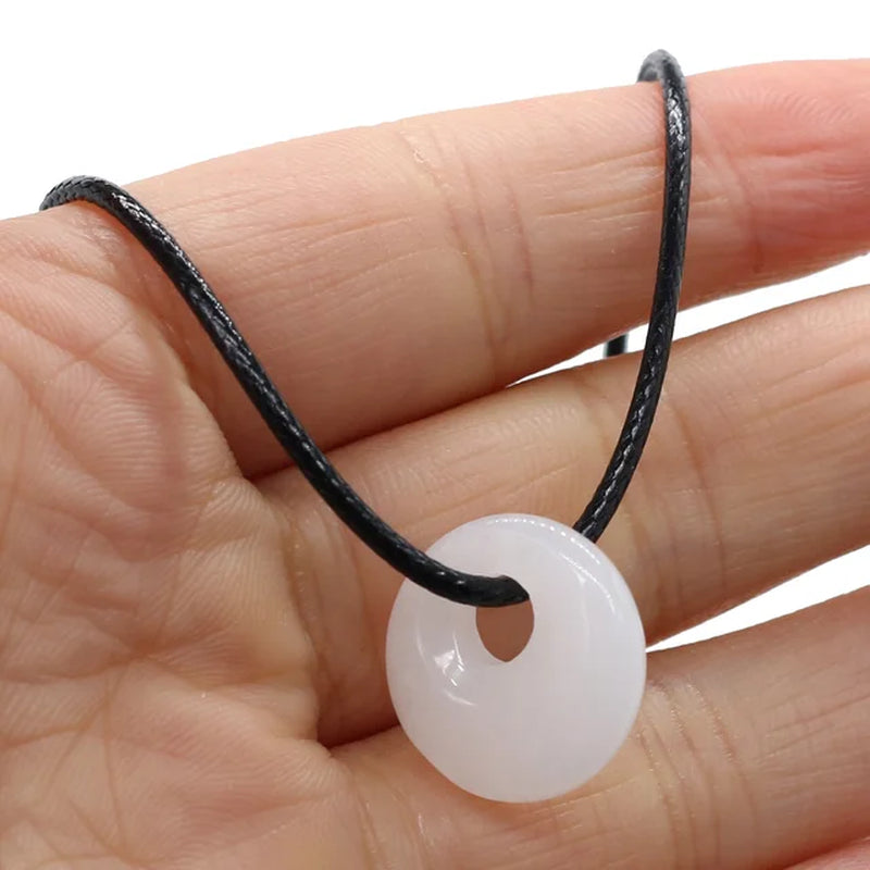 Natural Malachites Rose Quartzs Pendant Necklace Simple Stylish Pendant Necklace for Women Men Jewelry Necklace Best Gift 18Mm