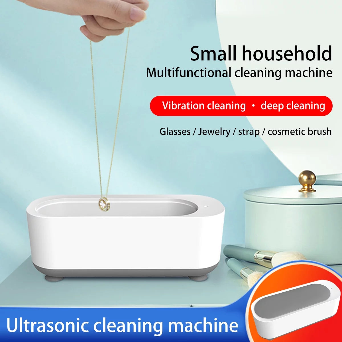 Pluokvzr Ultrasonic Cleaner Portable 300ML Professional Ultrasonic Cleaning Machine for Glasses Jewelry Rings Necklaces Coin Watches Dentures