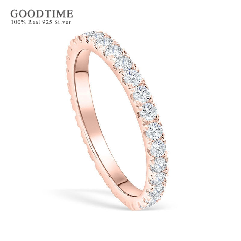 Luxury 925 Sterling Silver Ring for Women Fashion Wedding Rings Zircon round Rhinestone Bands Engagement Jewelry Gift for Lovers