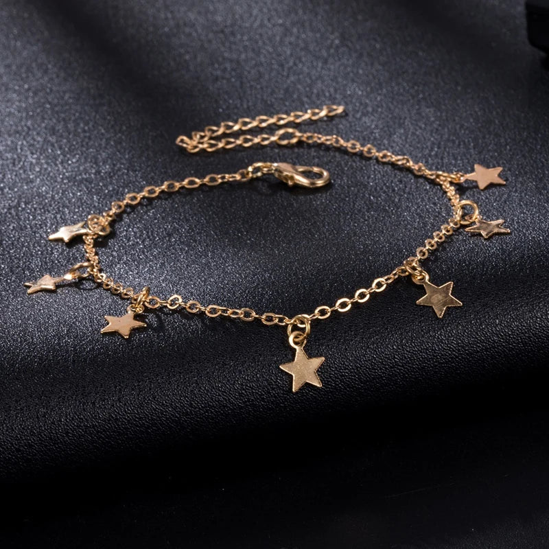 2024 Gold Color Pentagram Anklets Barefoot Foot Jewelry Leg New Anklets on Foot Ankle Bracelets for Women